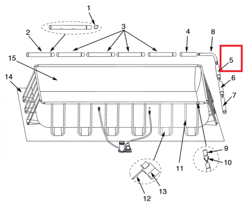 Горизонтальная балка (D) для прямоугольного каркасного бассейна Intex Ultra Frame10 шт/упак 10929А - фото 2